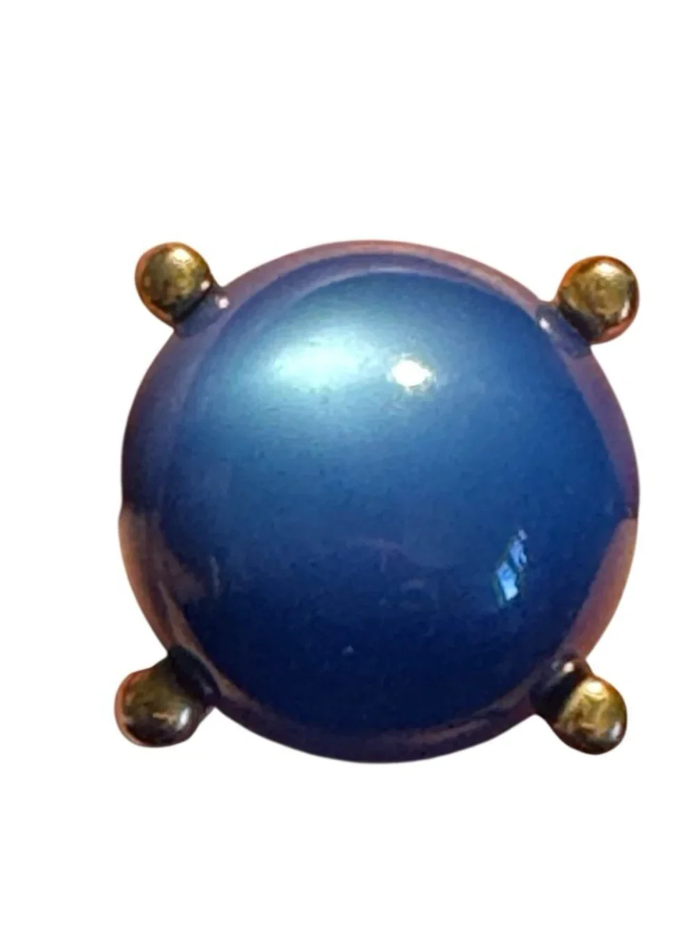 Vintage Blue Moonstone Cufflinks and Tie Tack Set 1960s Gold Tone Acrylic Stone
